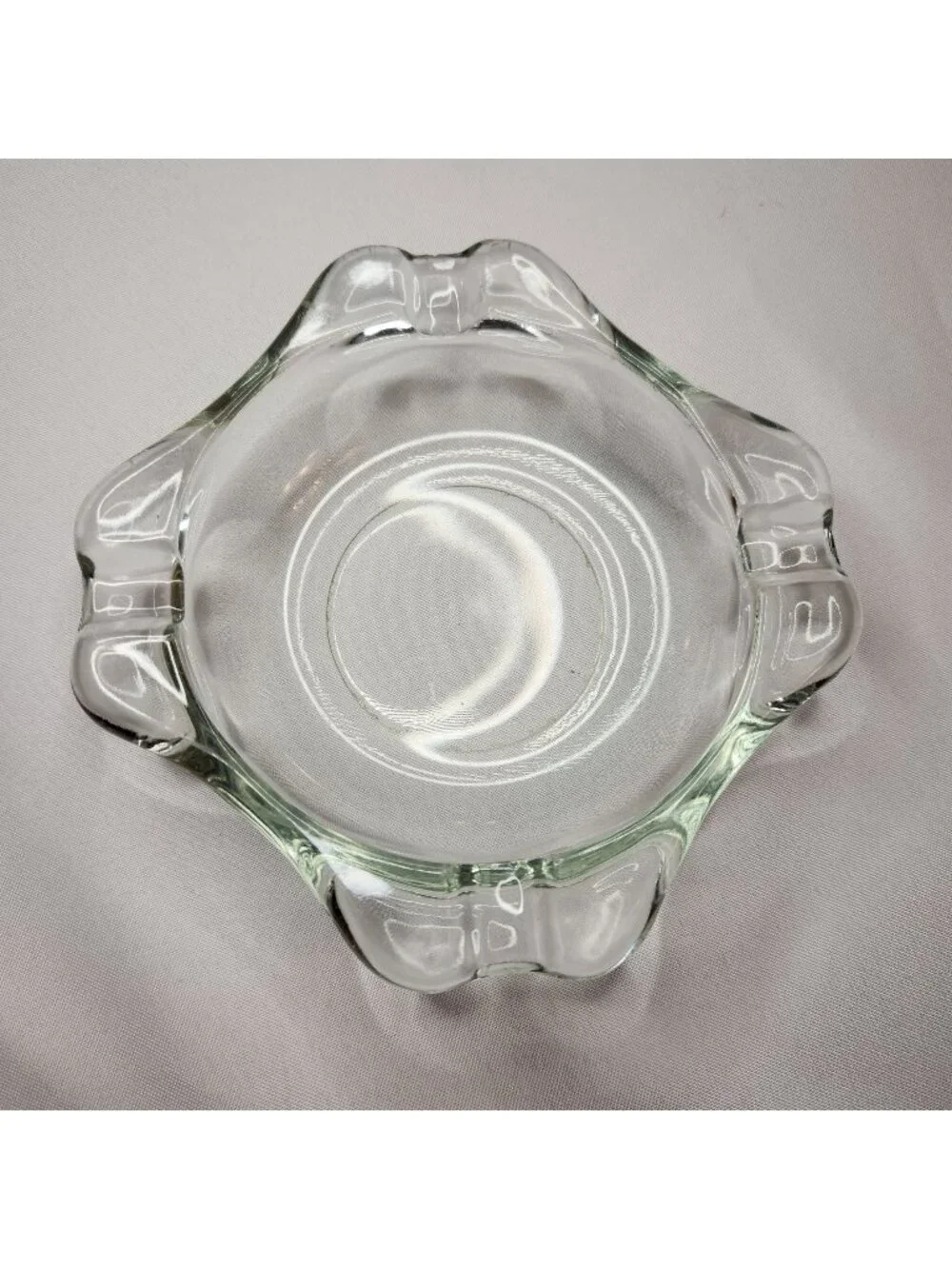 Vintage Clear Glass Cigar Ashtray with Scalloped Edges